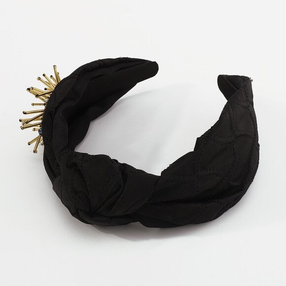 Seed Beaded Evil Eye Protection Symbol Fabric Headband Black or White - Picture 5 of 7